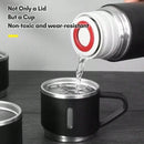 Kit Garrafa Térmica Inox 500ml + Xícaras – Bebidas Quentes ou Frias com Praticidade