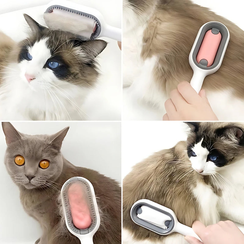 Escova Removedora de Pelos e Aparador 2 em 1 para Cães e Gatos – Banho Seco Prático