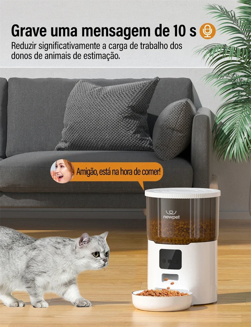 Alimentador Automático Pet 4L com WiFi – Comedouro Elevado Inteligente para Cães e Gatos