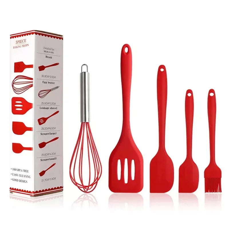 Conjunto 5 em 1 de Utensílios de Silicone – Praticidade e Estilo na Sua Cozinha