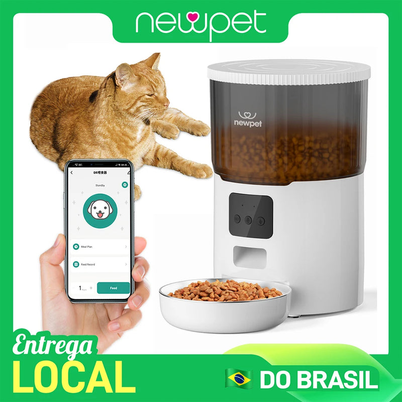 Alimentador Automático Pet 4L com WiFi – Comedouro Elevado Inteligente para Cães e Gatos