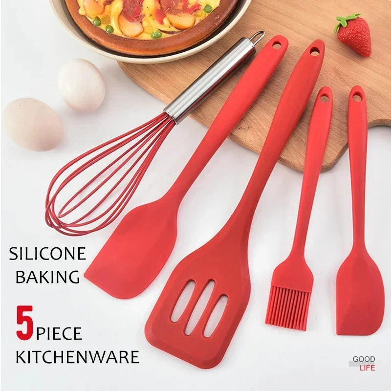 Conjunto 5 em 1 de Utensílios de Silicone – Praticidade e Estilo na Sua Cozinha