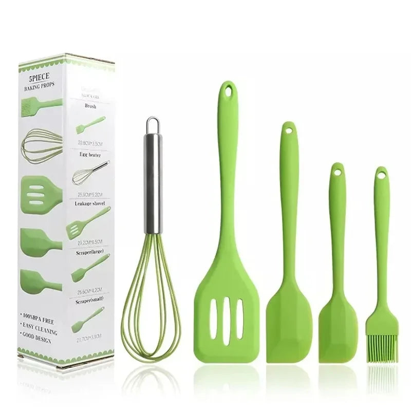 Conjunto 5 em 1 de Utensílios de Silicone – Praticidade e Estilo na Sua Cozinha