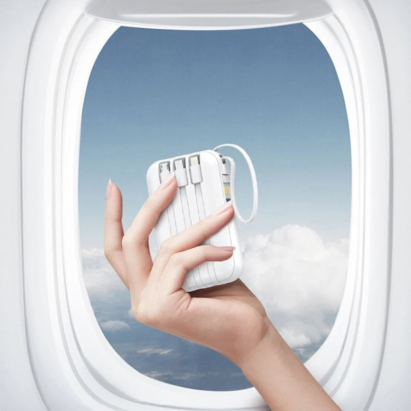 Power Bank Portátil 20W 10000mAh – Carregamento Rápido + 3 Cabos Universais